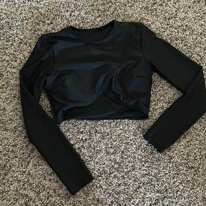 Long sleeve, crop swim suit top.